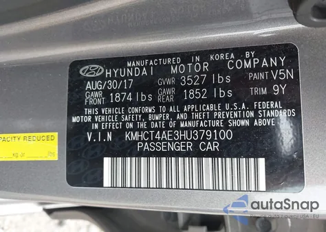 2017 Hyundai Accent Se из США, поврежденный, VIN KMHCT4AE3HU379100